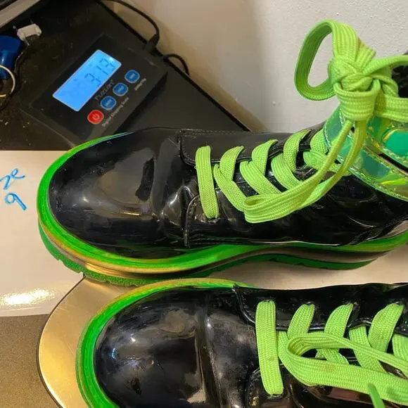 DEMONIA Slacker 52 Womens 9 Platform Black Patent Neon Green Chunky Combat Boots - Picture 8 of 8
